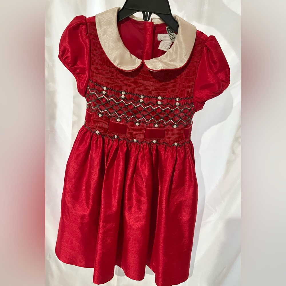 Vintage girl red holiday dress